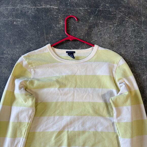 Vintage Gap Crewneck Sweater Womens L White Yellow Striped Y2K Preppy Stretch - Picture 2 of 8